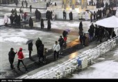 بارش برف در حرم مطهر رضوی