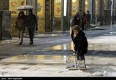 بارش برف در حرم مطهر رضوی