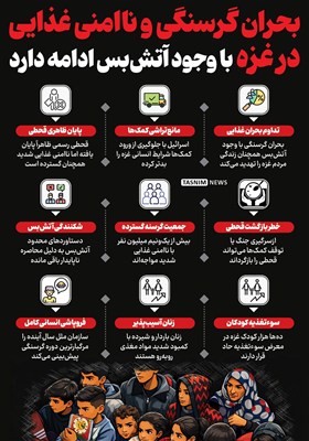 اینفوگرافیک/ بحران گرسنگی و ناامنی غذایی در غزه با وجود آتش‌بس ادامه دارد