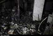 حرق وتخریب لمرکز لبیع المواد الغذائیة فی منطقة مبارکة فی اصفهان