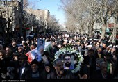 مراسم تشییع پیکر 2 شهید مدافع امنیت در همدان