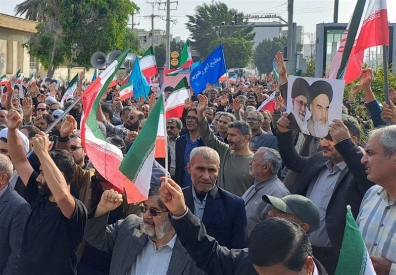 راهپیمایی , شهید امنیت , اخبار استان بوشهر , اغتشاشات 1404 , اغتشاشگران مسلح , 