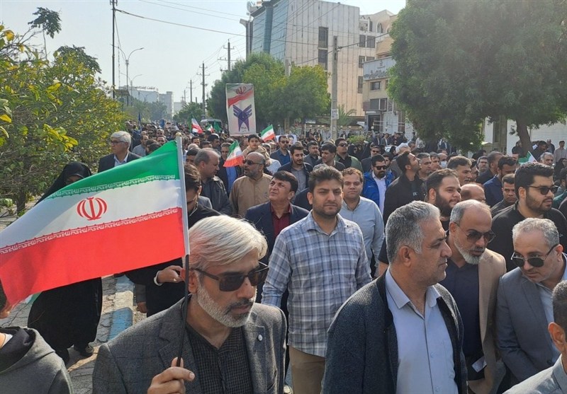 راهپیمایی , شهید امنیت , اخبار استان بوشهر , اغتشاشات 1404 , اغتشاشگران مسلح , 