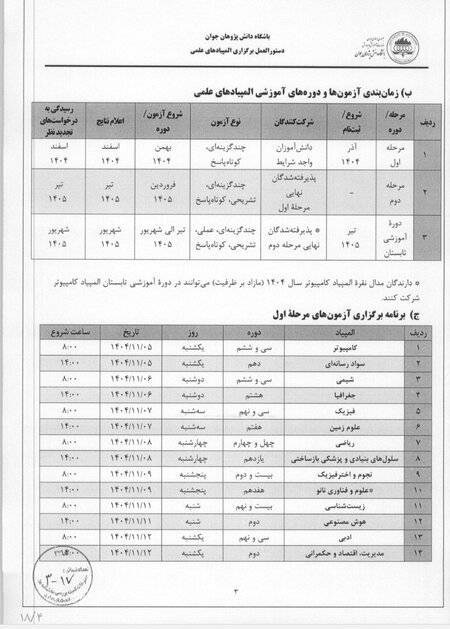 المپیاد , دانش آموزان , آزمون , 