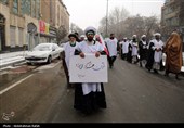 راهپیمایی طلاب و روحانیون در محکومیت اهانت به قرآن کریم و حمایت از رهبری