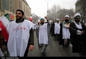 راهپیمایی طلاب و روحانیون در محکومیت اهانت به قرآن کریم و حمایت از رهبری
