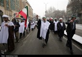 راهپیمایی طلاب و روحانیون در محکومیت اهانت به قرآن کریم و حمایت از رهبری