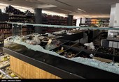تخریب بازار روز توسط اغتشاشگران در مبارکه اصفهان 