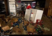تخریب بازار روز توسط اغتشاشگران در مبارکه اصفهان 