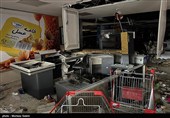 تخریب بازار روز توسط اغتشاشگران در مبارکه اصفهان 