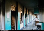 آثار حمله و آتش زدن حوزه علمیه رامسر توسط اغتشاشگران