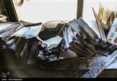 آثار حمله و آتش زدن حوزه علمیه رامسر توسط اغتشاشگران