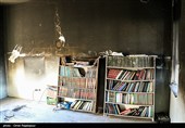 آثار حمله و آتش زدن حوزه علمیه رامسر توسط اغتشاشگران