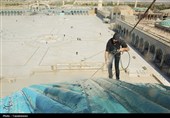 شستشوی گنبدهای مسجد مقدس جمکران