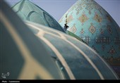 شستشوی گنبدهای مسجد مقدس جمکران