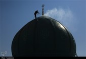 شستشوی گنبدهای مسجد مقدس جمکران