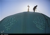 شستشوی گنبدهای مسجد مقدس جمکران