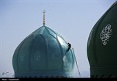 شستشوی گنبدهای مسجد مقدس جمکران