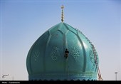شستشوی گنبدهای مسجد مقدس جمکران