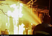 آتش‌سوزی در یک شرکت خصوصی در مسیر پالایشگاه تبریز