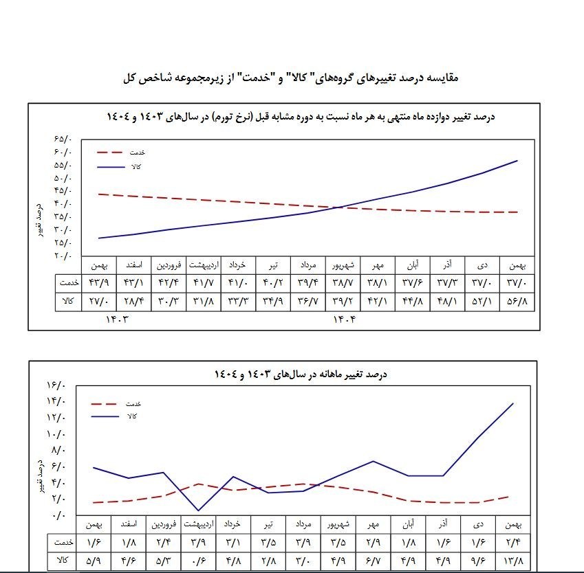 بانک مرکزی: نرخ تورم بهمن ۴۶.۳ درصد شد