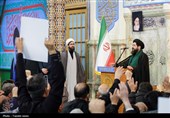 سوگ و حزن اعلام شهادت رهبر معظم انقلاب در حرم مطهر رضوی