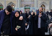 سوگ و حزن اعلام شهادت رهبر معظم انقلاب در حرم مطهر رضوی