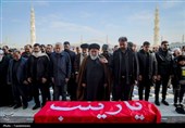 تشییع پیکر همسر شهید ابومهدی المهندس در مسجد جمکران+ عکس