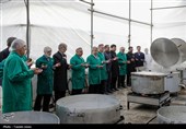 موکب امام رضا(ع)در پیاده‌راه آیت الله طبسی و موکب کفشداران حرم 