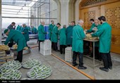 موکب امام رضا(ع)در پیاده‌راه آیت الله طبسی و موکب کفشداران حرم 