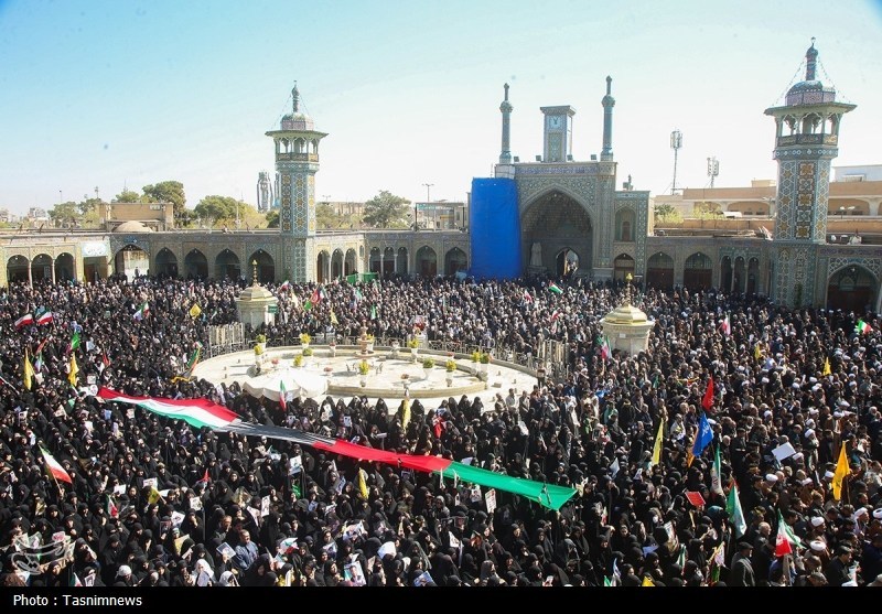 رهبر انقلاب , حضرت معصومه (س) , شهید امام خامنه ای (ره) , تشییع شهدا , 