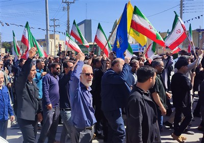 راهپیمایی مردم دیر در محکومیت جنایات آمریکایی صهیونی