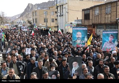 تشییع و تدفین پیکر مطهر 2 شهید شهر بن