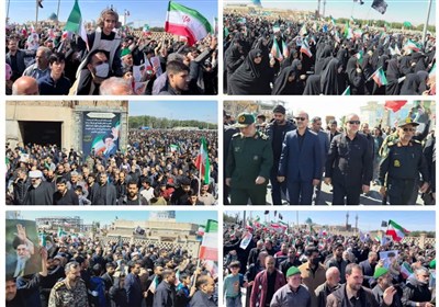 خروش مردم  بیرجند در محکومیت جنایات آمریکایی‌صهیونیستی