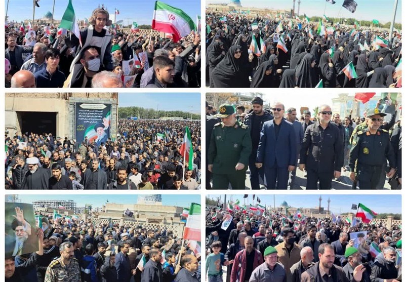 خروش مردم  بیرجند در محکومیت جنایات آمریکایی‌صهیونیستی