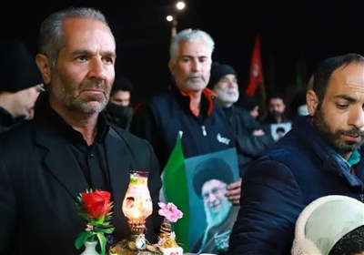 ششمین شب شهادت امام خامنه‌ای در اسلامشهر با رجزخوانی همسر شهید+فیلم