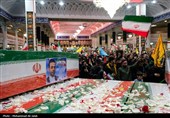 مراسم وداع با پیکر شهدای حملات آمریکایی صهیونی در قم