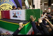 مراسم وداع با پیکر شهید علی و مرتضی لاریجانی در قم