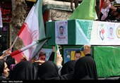 تشییع پیکر شهدای ناوشکن دنا در مشهد