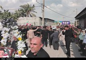 تشییع پیکر شهید رمضان محمدرضا باصولی در روستای دهقاید دشتستان