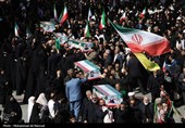 تشییع پیکر 17 شهید حمله آمریکایی صهیونی به منطقه مسکونی پردیسان قم