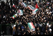 تشییع پیکر 17 شهید حمله آمریکایی صهیونی به منطقه مسکونی پردیسان قم