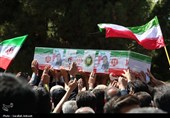 تشییع شهیدان حسینخانی و آذرآیین از مصلی کرمان