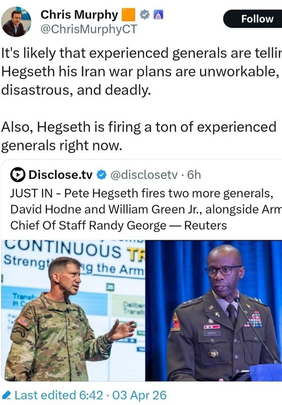 دلیل اخراج ژنرال‌های آمریکا از زبان سناتور آمریکایی