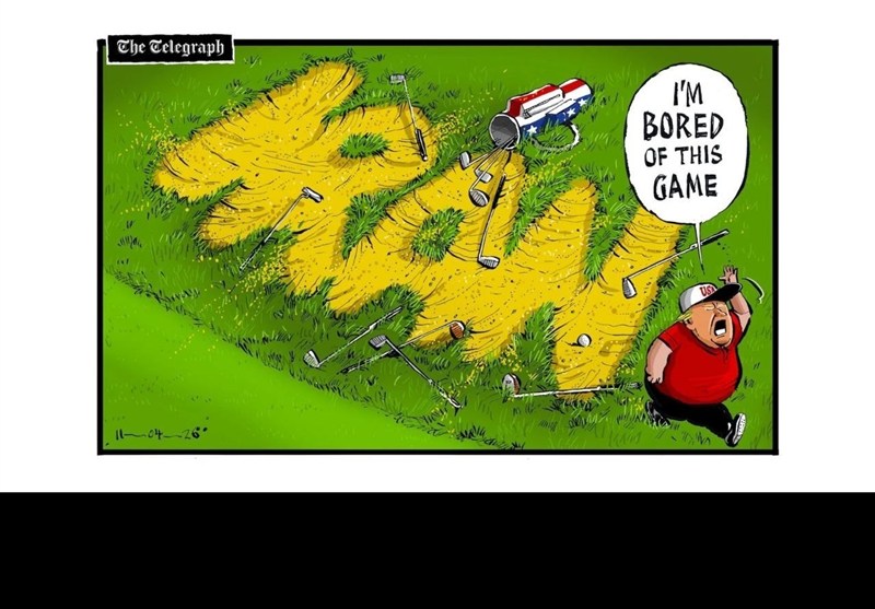 كاريكاتير "التلغراف" يجسّد إخفاق ترامب أمام إيران!