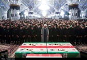 آئین وداع با 5 شهید جنگ رمضان در حرم مطهر رضوی