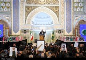 آئین وداع با پیکر پنج  شهید جنگ رمضان در حرم مطهر رضوی
