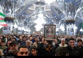 آئین وداع با پیکر پنج  شهید جنگ رمضان در حرم مطهر رضوی