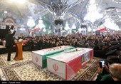 آئین وداع با پیکر پنج  شهید جنگ رمضان در حرم مطهر رضوی