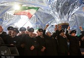 آئین وداع با پیکر پنج  شهید جنگ رمضان در حرم مطهر رضوی